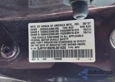 2008 Honda Element Sc z USA, uszkodzony, nr VIN 5J6YH18928L001935